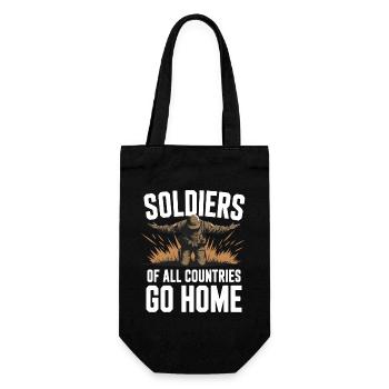 Soldiers of all Countries Go Home Anti Krieg - Geschenkbeutel für Flaschen - Schwarz - Vorne