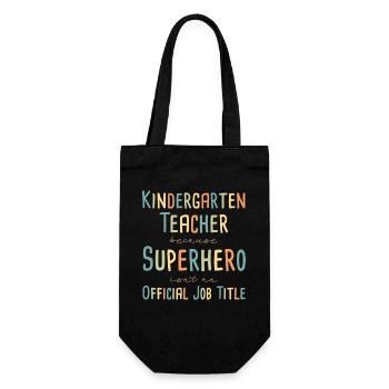 Kindergarten teacher Superhero - Geschenkbeutel für Flaschen - Schwarz - Vorne