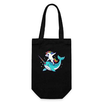 Narwhal, Unicorn, Whale, Sea Creature, Dabbing - Gift Bag for Bottles - black - Front