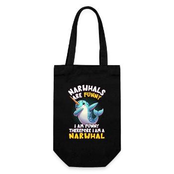 Narwhal, Whale, Sea Creature, Unicorn, Ocean - Gift Bag for Bottles - black - Front