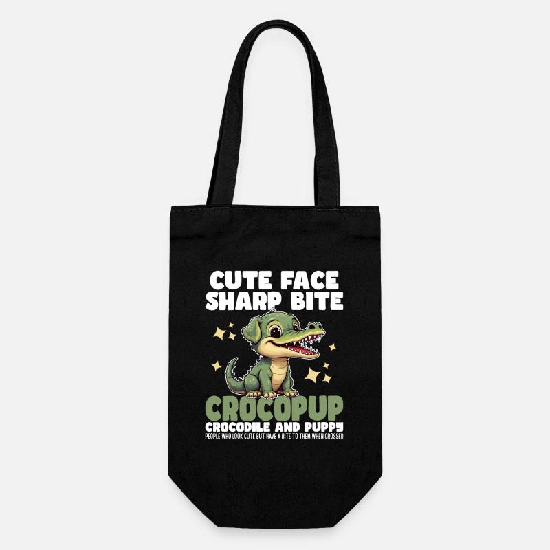 CUTE FACE SHARP BITE - CROCODILE AND PUPPY - Gift Bag for Bottles - black