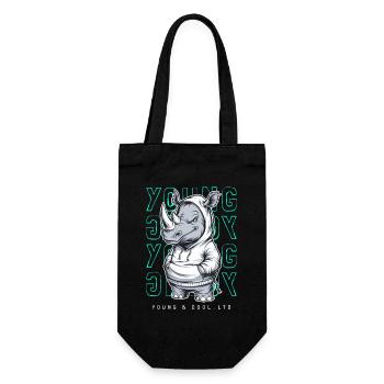Rhinocéros jeune et cool amoureux des animaux - Sac à bouteille - noir - Devant