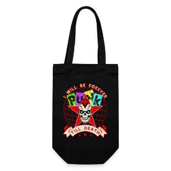 Forever Punk Till Death Irokesenschnitt Schädel Grunge Kunst - Geschenkbeutel für Flaschen - Schwarz - Vorne