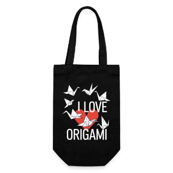 Origami Herz Liebe T-Shirt - Geschenkbeutel für Flaschen - Schwarz - Vorne