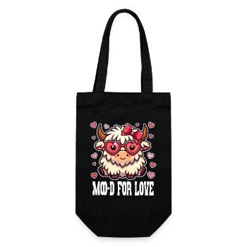 Moo-d for Love - Sweet Valentine's Day Cow - Gift Bag for Bottles - black - Front