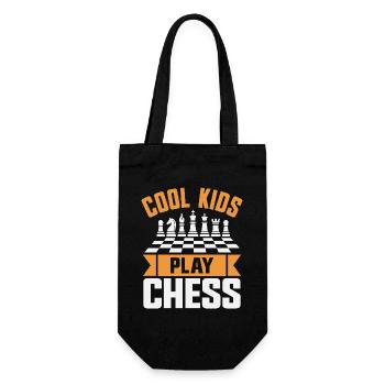 Schachspieler Coole Kinder spielen Schach - Geschenkbeutel für Flaschen - Schwarz - Vorne