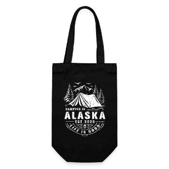 Camping in Alaska Camper Outdoor Zelt Zelten - Geschenkbeutel für Flaschen - Schwarz - Vorne