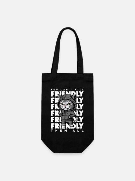 Genervte Katze Lustiges Katzen-Design Spruch - Geschenkbeutel für Flaschen - Schwarz