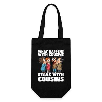 WHAT HAPPENS WITH COUSINS, STAYS WITH COUSINS - Gift Bag for Bottles - black - Front