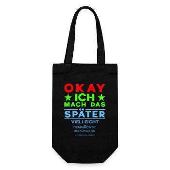 Okay, I'll do that later - funny procrastination - Gift Bag for Bottles - black - Front