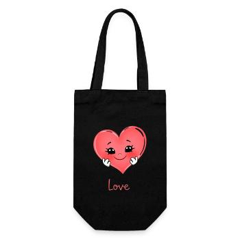 Süßes Herz Design - Geschenkbeutel für Flaschen - Schwarz - Vorne