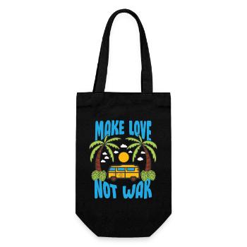 Make Love Not War Flowerpower Hippie - Geschenkbeutel für Flaschen - Schwarz - Vorne