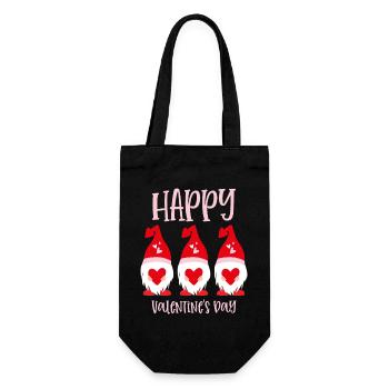 Gnome Happy Valentines Day - Geschenkbeutel für Flaschen - Schwarz - Vorne