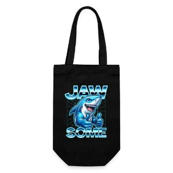 Jawsome dessin animé requin pouces vers le haut design rétro - Sac à bouteille - noir - Devant