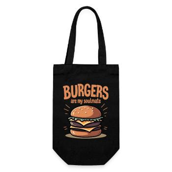 Burgers are my Soulmate Hamburger Fast Food - Geschenkbeutel für Flaschen - Schwarz - Vorne