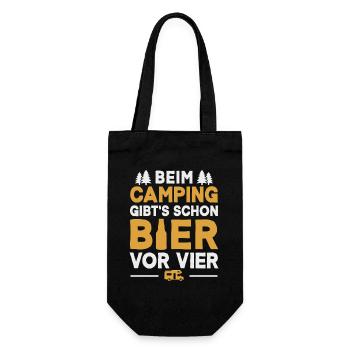 Camping Bier Wohnmobil Camper Campingplatz - Geschenkbeutel für Flaschen - Schwarz - Vorne