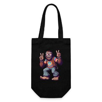 Hippie 70er Jahre 1970er 60er Jahre Party Bigfoot - Geschenkbeutel für Flaschen - Schwarz - Vorne