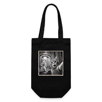Easter, Funny Easter Bunny, Bunny Selfie Easter Party - Gift Bag for Bottles - black - Front