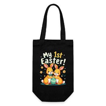 Mes 1ÈRES Lapins de Pâques Doux Pâques Première Pâques - Sac à bouteille - noir - Devant