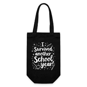 I Survived Another School Year – Lehrer Schüler - Geschenkbeutel für Flaschen - Schwarz - Vorne