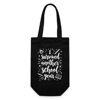I Survived Another School Year – Lehrer Schüler - Geschenkbeutel für Flaschen - Schwarz - Vorne