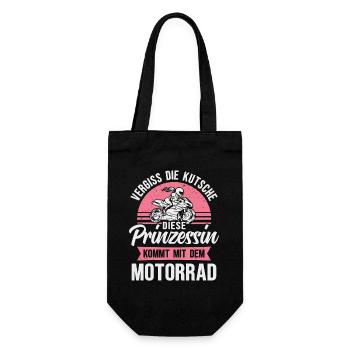 Motorrad Prinzessin Bikerin Motorradfahrerin - Geschenkbeutel für Flaschen - Schwarz - Vorne