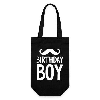 Birthday Boy – Geburtstag mit Schnurrbart - Geschenkbeutel für Flaschen - Schwarz - Vorne