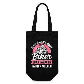 Motorrad Bikerin Motorradfahrerin Biker Frau - Geschenkbeutel für Flaschen - Schwarz - Vorne