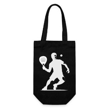 Padelspieler vorne weiß - Geschenkbeutel für Flaschen - Schwarz - Vorne