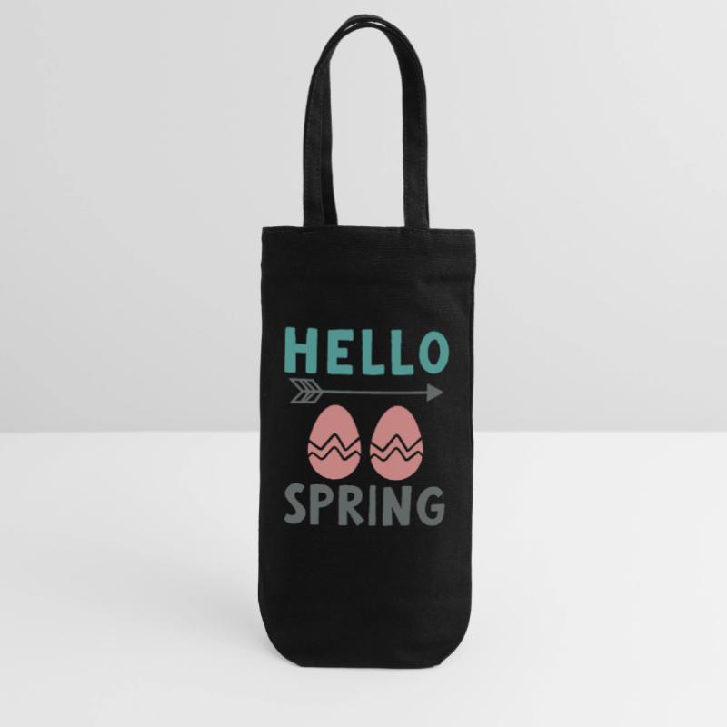 Hello Spring Spring Design with Easter Eggs Gift Bag for Bottles
