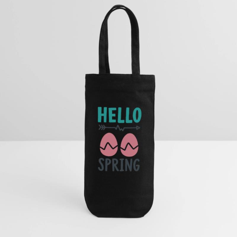 Hello Spring Spring Design with Easter Eggs Gift Bag for Bottles