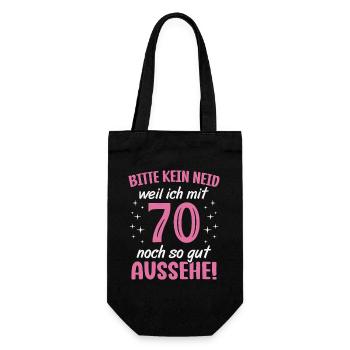 70. Geburtstag 70 Jahre Geburtstagsgeschenk Frauen - Geschenkbeutel für Flaschen - Schwarz - Vorne