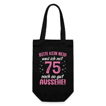 75. Geburtstag 75 Jahre Geburtstagsgeschenk Frauen - Geschenkbeutel für Flaschen - Schwarz - Vorne