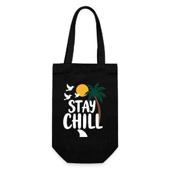 Stay Chill Tropische Entspannung Sommer Urlaub - Geschenkbeutel für Flaschen - Schwarz - Vorne