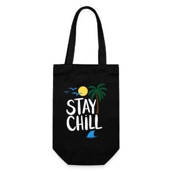 Stay Chill Tropische Entspannung Sommer Urlaub - Geschenkbeutel für Flaschen - Schwarz - Vorne