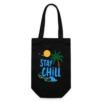 Stay Chill Tropische Entspannung Sommer Urlaub - Geschenkbeutel für Flaschen - Schwarz - Vorne