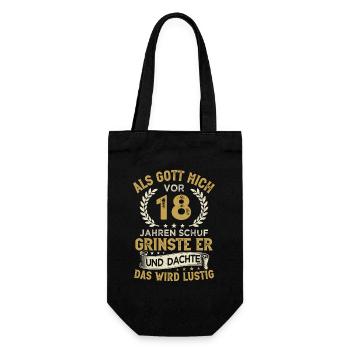 18. Geburtstag als Gott mich vor 18 Jahren schuf - Geschenkbeutel für Flaschen - Schwarz - Vorne