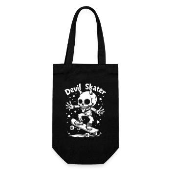 Devil Skater – Squelette cool sur skateboard - Sac à bouteille - noir - Devant