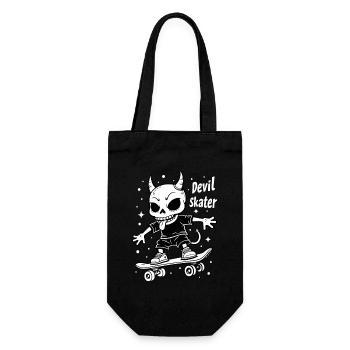 Devil Skater – Squelette cool sur skateboard - Sac à bouteille - noir - Devant