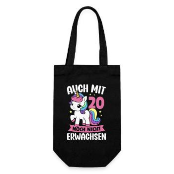 20. Geburtstag Einhorn 20 Jahre Geburtstagsparty - Geschenkbeutel für Flaschen - Schwarz - Vorne