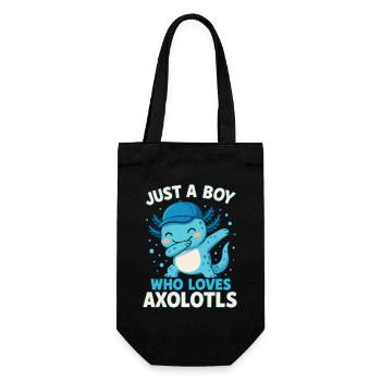 Axolotl, Dabbind Axolotl, Lustiges Anime Kawaii - Geschenkbeutel für Flaschen - Schwarz - Vorne