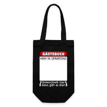 50. Geburtstag Gästebuch 50 Jahre alt Geschenk - Geschenkbeutel für Flaschen - Schwarz - Vorne