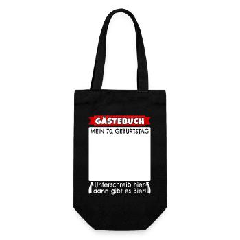 70. Geburtstag Gästebuch 70 Jahre alt Geschenk - Geschenkbeutel für Flaschen - Schwarz - Vorne
