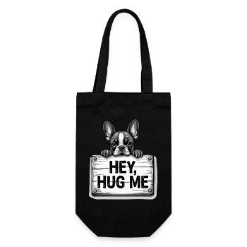 Bouledogue français – Hey, Hug Me Dog Lover Art - Sac à bouteille - noir - Devant