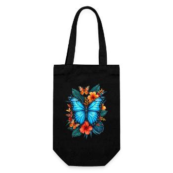 Papillon, Fleurs, Entomologiste - Sac à bouteille - noir - Devant