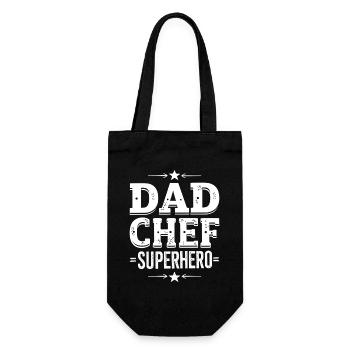 Dad Chef Superhero – Papa Koch Superheld - Geschenkbeutel für Flaschen - Schwarz - Vorne
