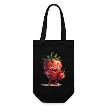 Funny Strawberry Strawberries Fruits - Gift Bag for Bottles - black - Front