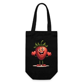 Funny Strawberry Strawberries Fruits - Gift Bag for Bottles - black - Front