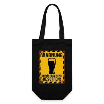 Warnschild Bierlaune – Vorübergehend Besoffen - Geschenkbeutel für Flaschen - Schwarz - Vorne