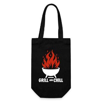 Grillen & Chillen Grill-Logo Grill and Chill - Geschenkbeutel für Flaschen - Schwarz - Vorne